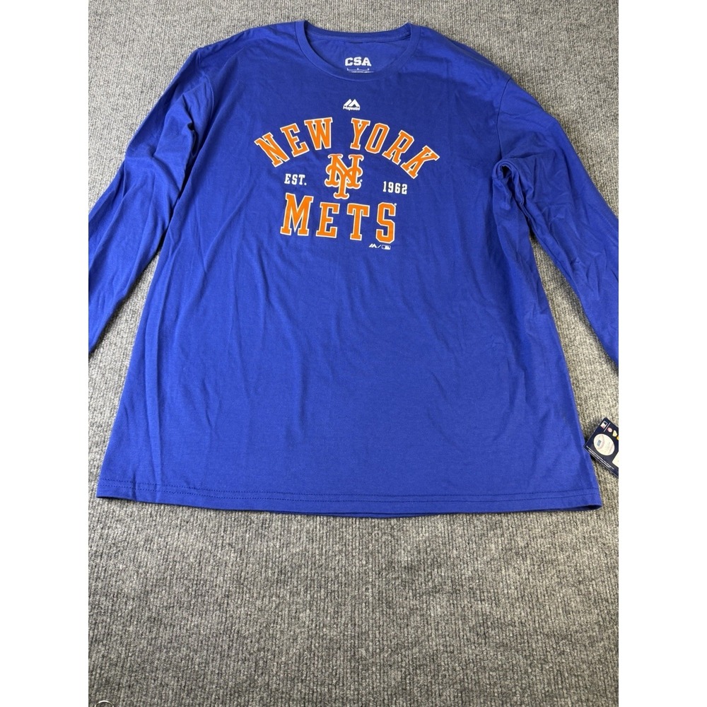 Majestic New York Mets Long Sleeve T Shirt Blue‎ MLB Baseball Men's Size L